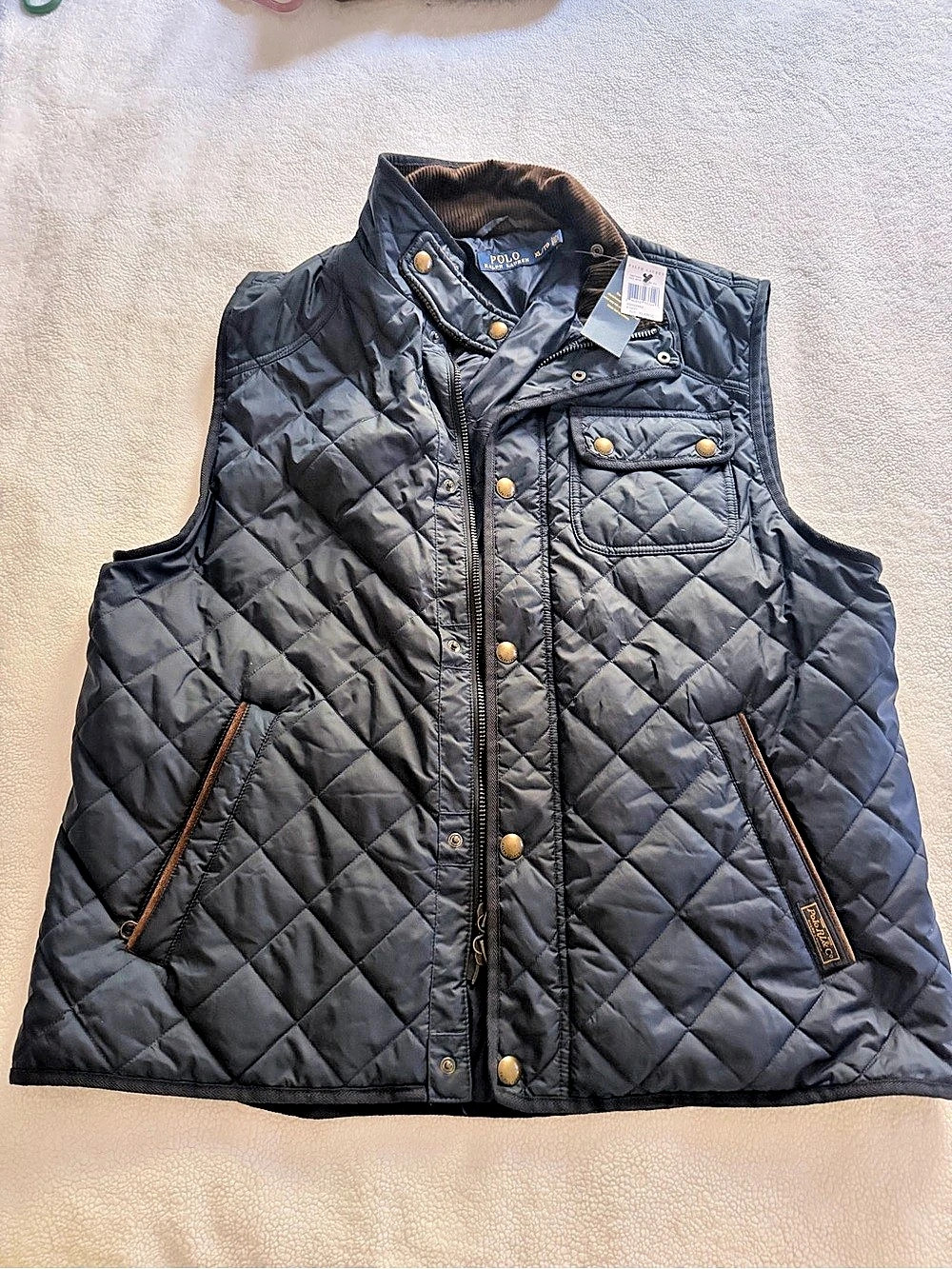 Polo Ralph Lauren Corduroy-Trim Quilted Vest Black XL